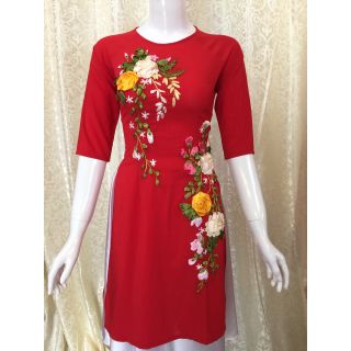 ÁO DÀI CÁCH TÂN THÊU RUY BĂNG