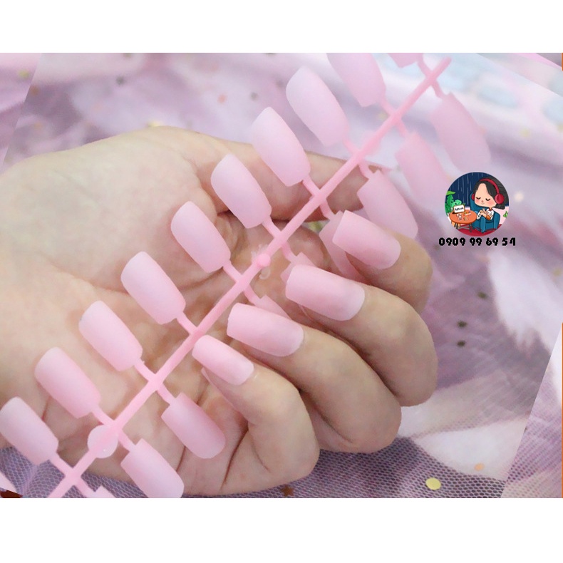 [ 722 -  03 HỒNG PHẤN ] Móng Giả Phom VUÔNG DÀI - SƠN MỊN [Tặng Miếng Dán Và Dụng Cụ] Lẻ