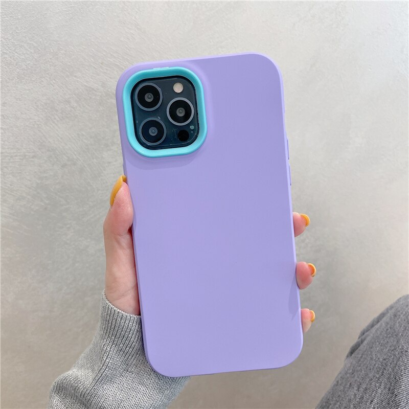 Ốp Điện Thoại Silicon Mềm Chống Sốc 3 Trong 1 Màu Kẹo Cho iPhone 13 12 11 Pro Max XS Max XR X