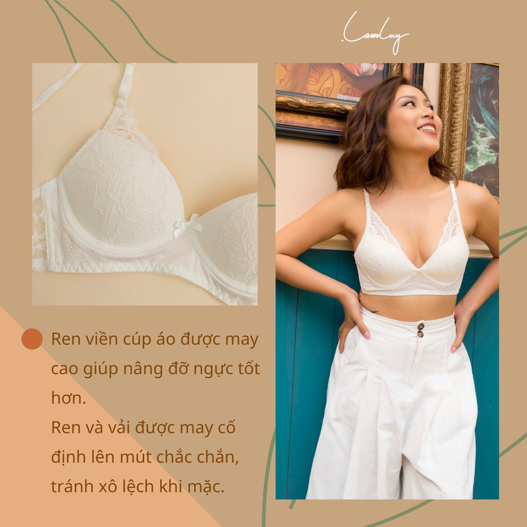Áo ngực không gọng Lamluy Bra Lamluy Ren Trắng V3 nâng ngực tốt | BigBuy360 - bigbuy360.vn