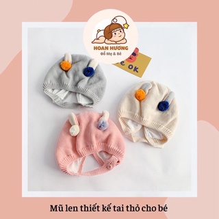 Mũ len cho bé thiết kế tai thỏ đáng yêu