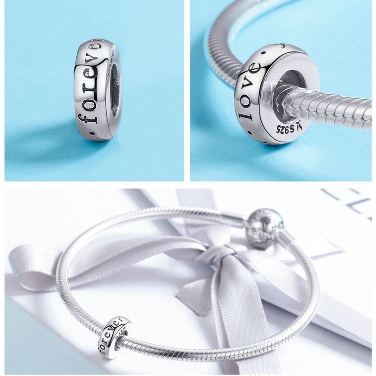 Hạt charm Bamoer khắc chữ LOVE độc đáo