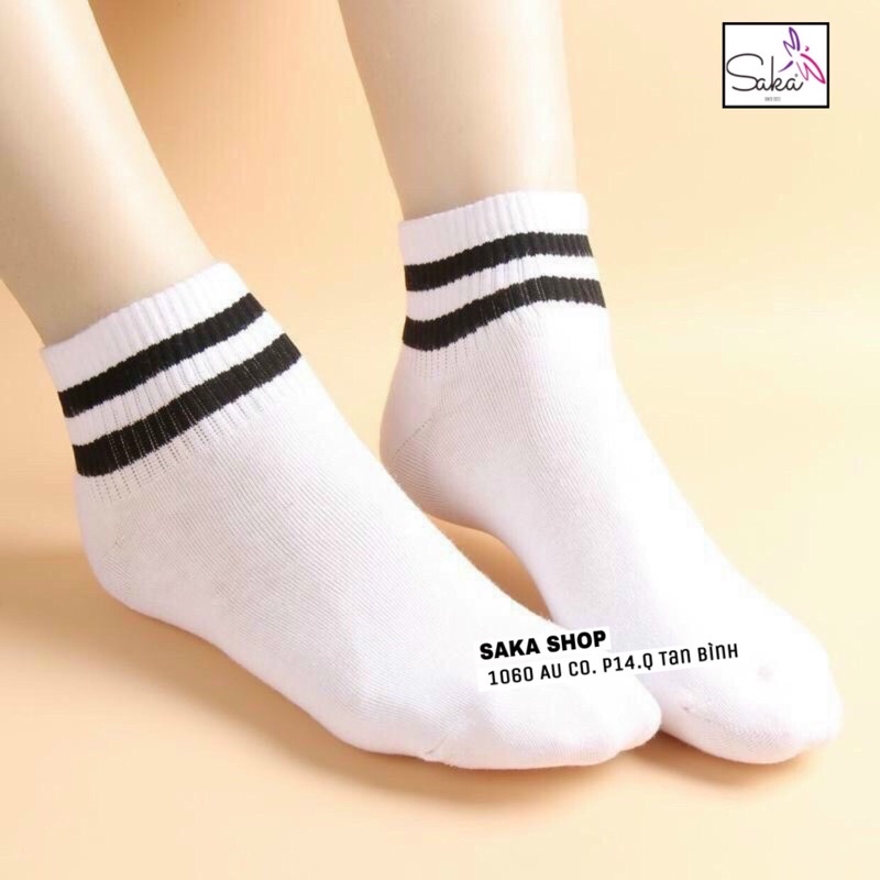 Vớ nữ thể thao trắng đen sọc