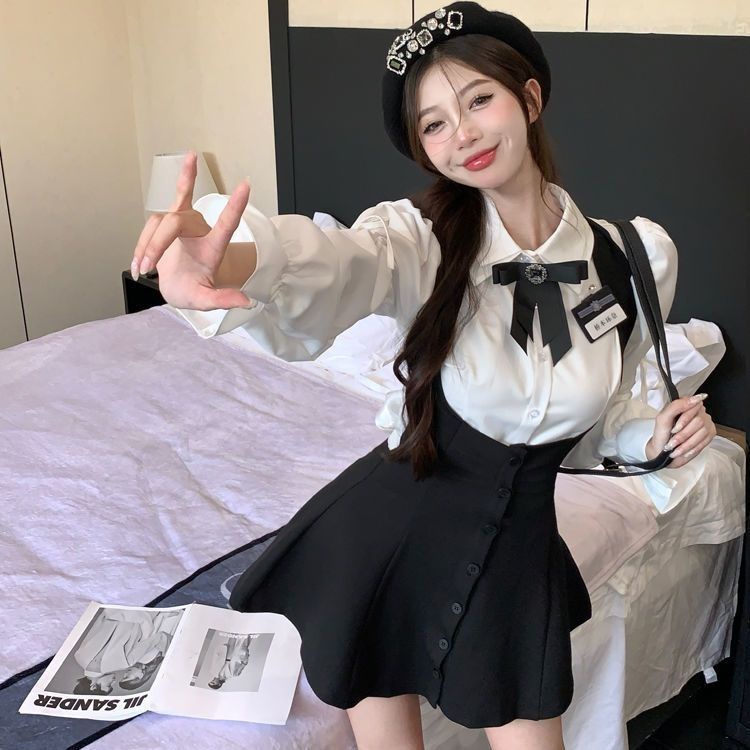 Shaoya Eyes Swen Loser Bộ Đồng Phục Học Sinh Áo Sơ Mi Dài Tay Phối Cà Vạt + Chân Váy Đồng Phục Học Sinh