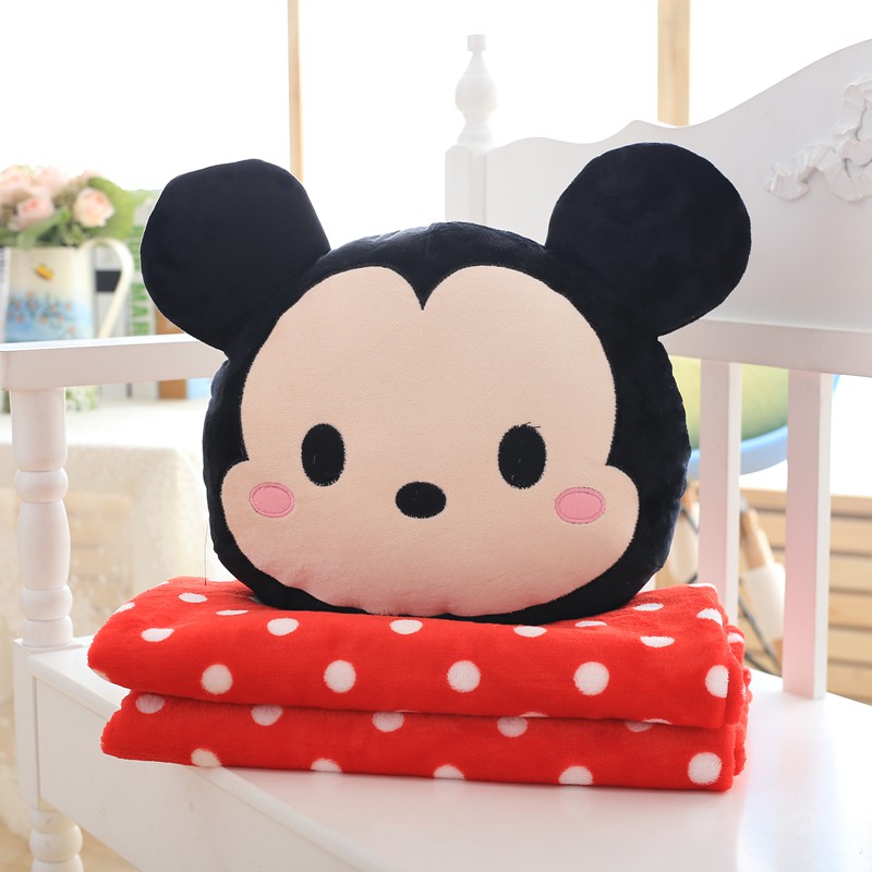 Bộ Chăn Gối 2 Trong 1 Hình Mickey Minnie Dễ Thương