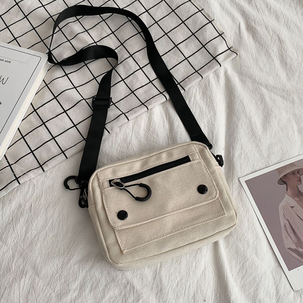 Túi vải đa năng màu trơn có khóa kéo đựng điện thoại thời trang cho nam và nữ tùy chọn màu sắc