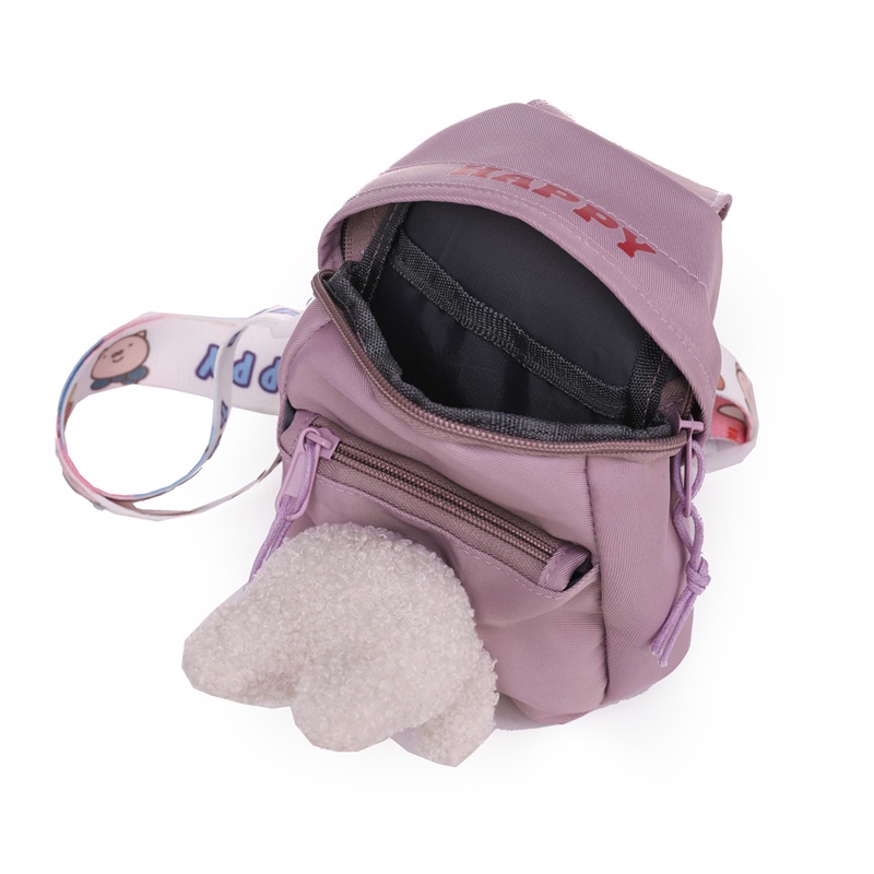 Túi Đeo Chéo Trước Ngực Vải Canvas Hình Chú Thỏ Dễ Thương Xinh Xắn Cho Bé Gái