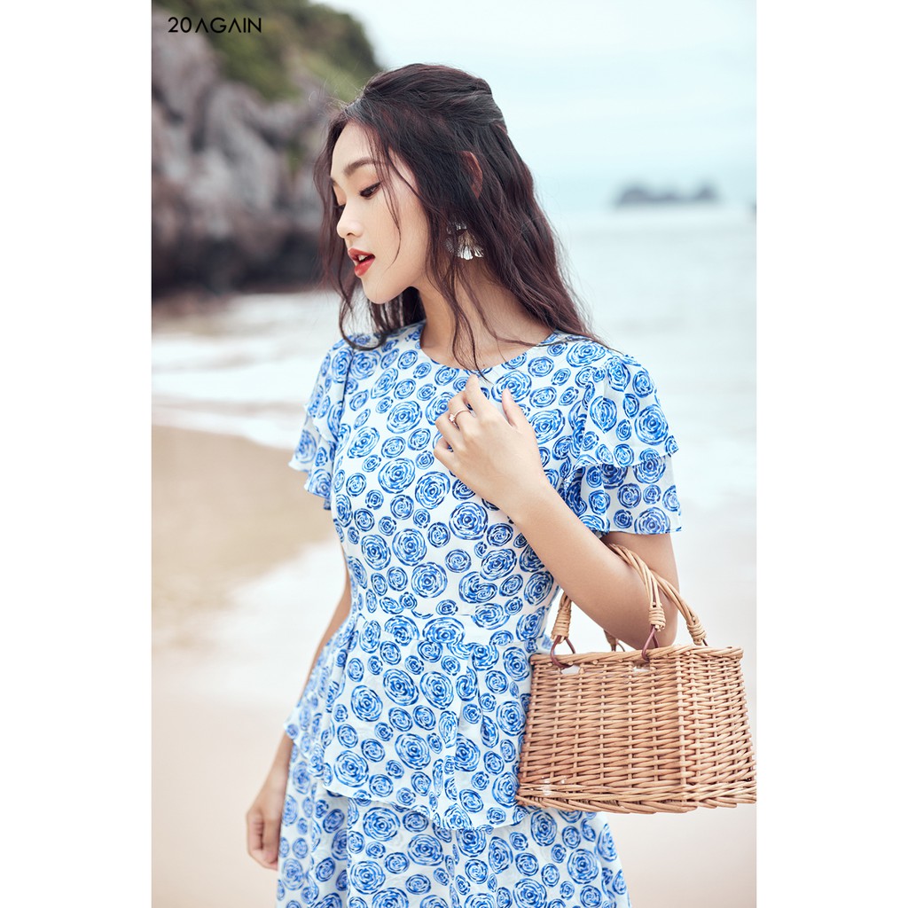[Mã WABR0101 giảm 10% đơn 99K] Đầm xòe hoa hồng 20AGAIN sang trọng thanh lịch DEC0100 | BigBuy360 - bigbuy360.vn