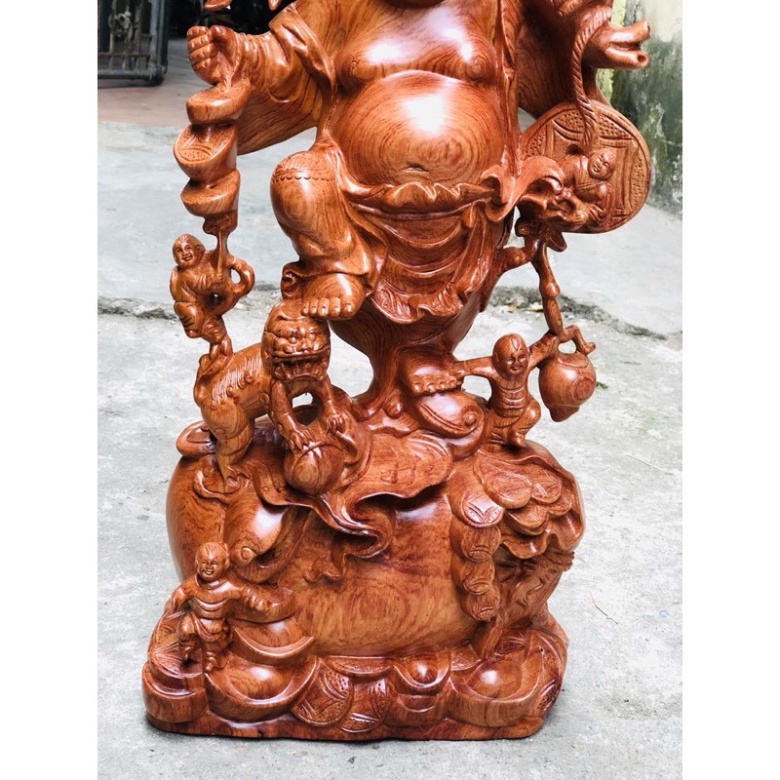 [GIA RE] Tượng Di lặc gánh đào gỗ Hương