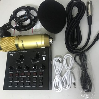 Bộ míc thu âm, livestream bm-900, sound card v8 quốc tế