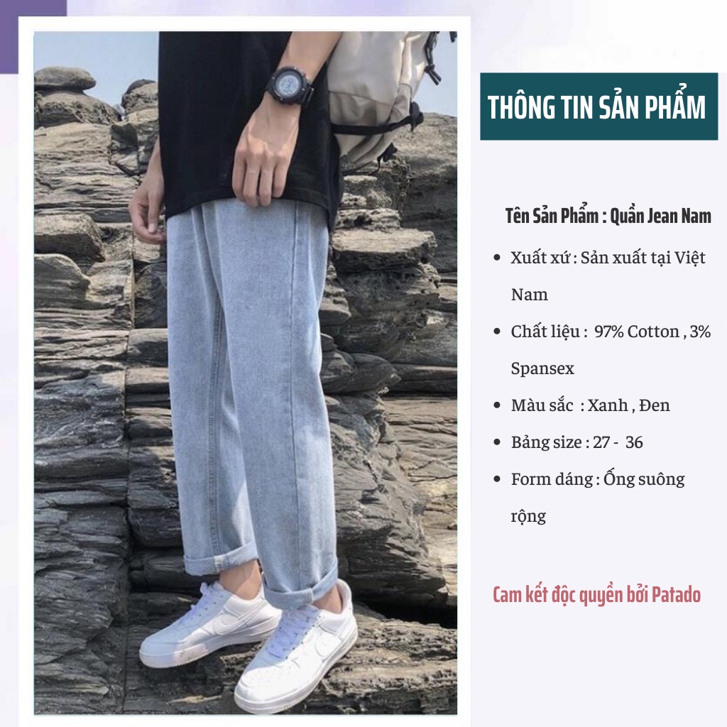 Quần jean baggy nam vải bò ống suông rộng mã TR01 style hàn quốc