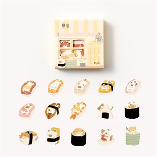 {Khác ~ Có sẵn/ Order} Phụ kiện trang trí: Set 45 sticker " Cat's Sushi"/ Hình dán