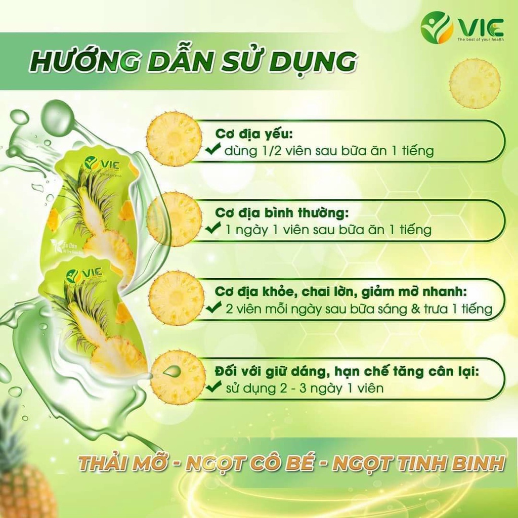 Kẹo Dứa Giảm cân VIC - Kẹo Dứa Plus - Giảm Cân An Toàn tặng kèm detox