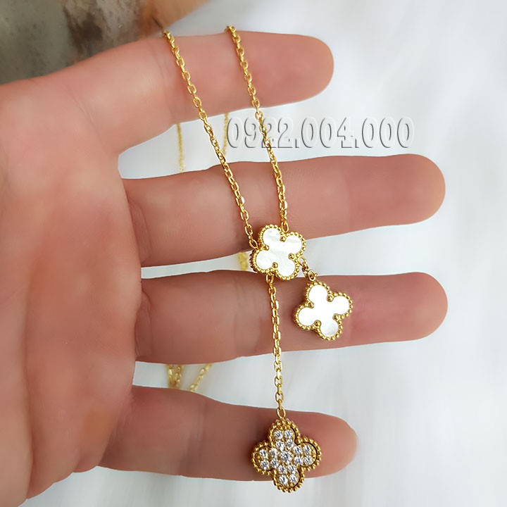 Dây chuyền nữ, dây chuyền titan mặt 3 bông hoa 4 cánh DZ1563.