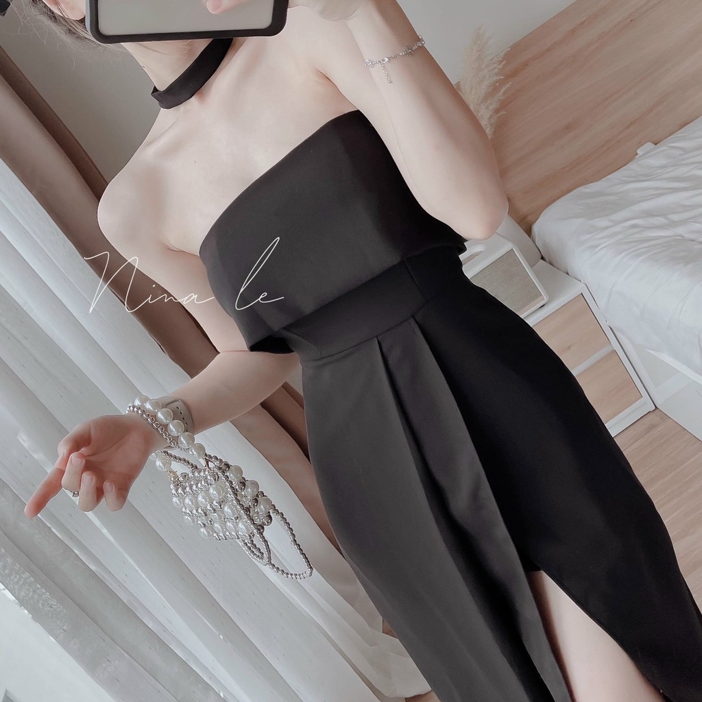Váy đầm nữ dáng xòe cúp ngực xẻ đùi  đẹp xuất sắc