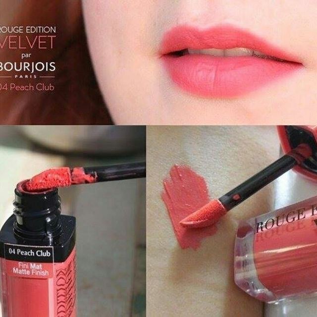 Son kem lì Bourjois Rouge Velvet Matte Liquid Lipstick 04 Peach Club cam đào