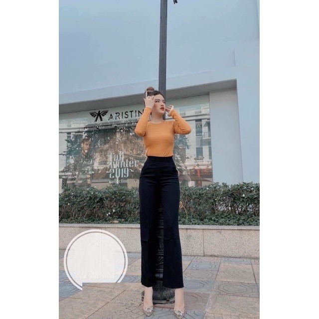 QUẦN CẠP CAO ĐEN ỐNG SUÔNG THẦN THÁNH