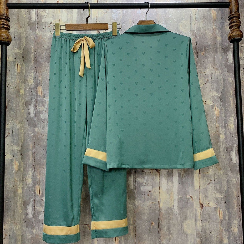 Pyjamas Đồ Ngủ Mặc Nhà Lụa Gấm Bộ Dài Đủ Size AMANTA AMTP60