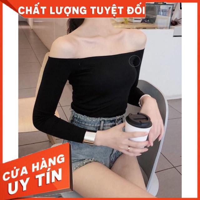 Áo bẹt vai tay dài chất thun xịn(Hình thật khách yên tâm mua nhé)