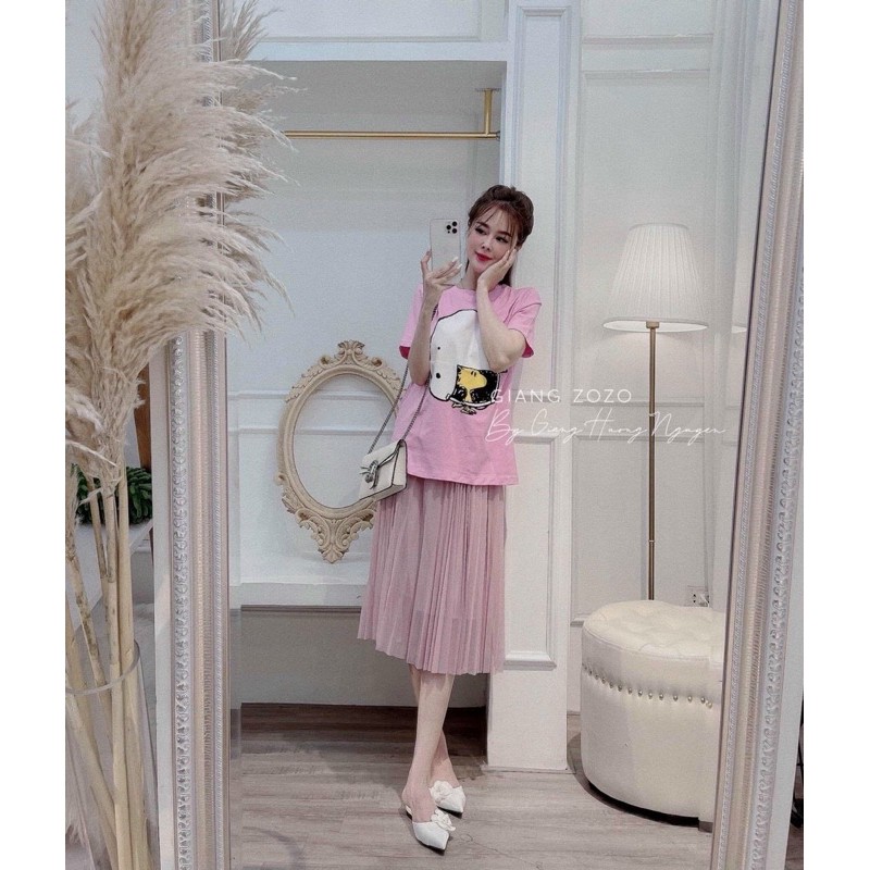 Chân váy midi voan lụa hàng qc