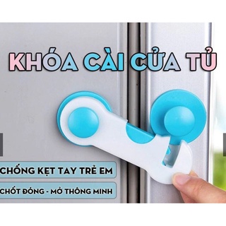 Khóa gài đai giữ tủ lạnh siêu chắc chắn, chốt tủ lạnh tủ quần áo an toàn cho bé, không kẹp tay