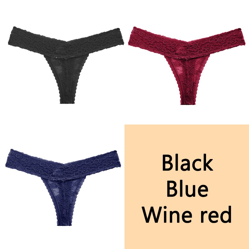 Bộ 3 quần lót FINETOO vải ren hoa cạp thấp siêu gợi cảm cho nữ