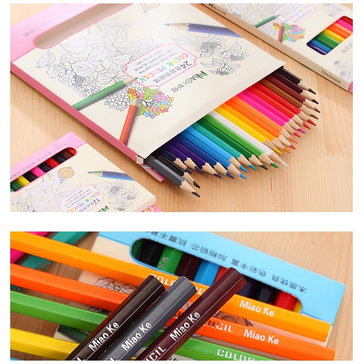 Bộ 12/24 bút chì tô màu vẽ tranh an toàn chất lượng cao