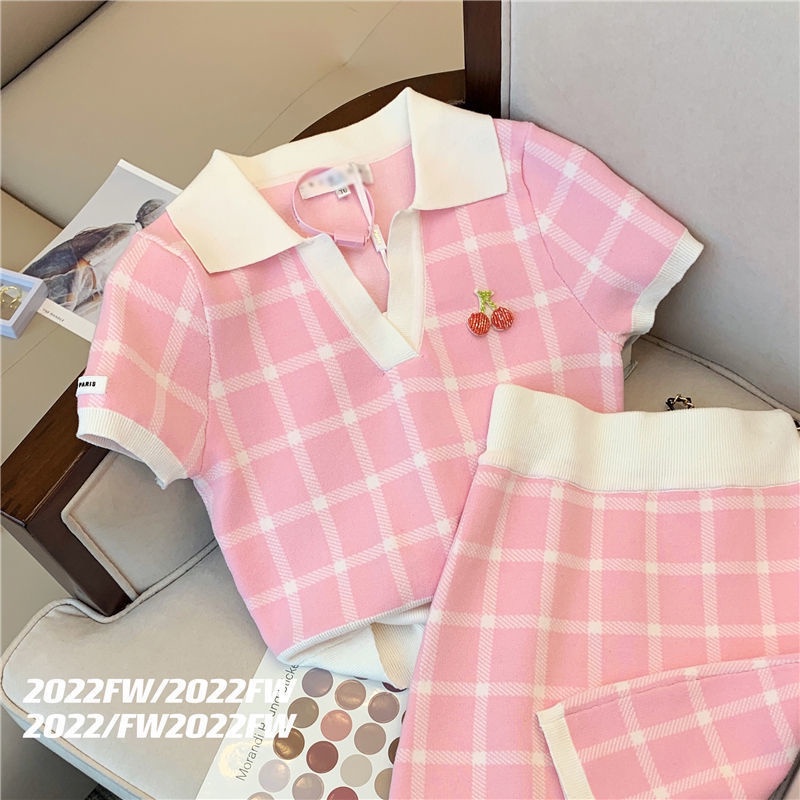 Bộ đồ dệt kim mùa hè 2022 phong cách thời trang trẻ trung cho nữ