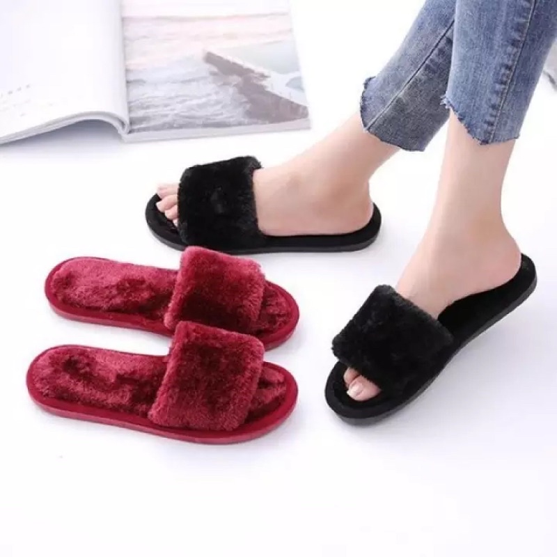 Dép lông nữ đi trong nhà mùa đông phong cách Hàn Quốc