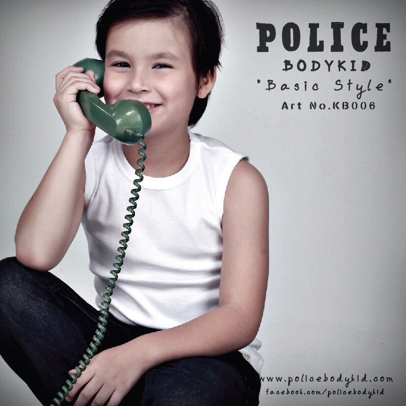 Aó thun Police sát nách bé trai hàng Thái Lan 100% cotton co giản AT33 AT43