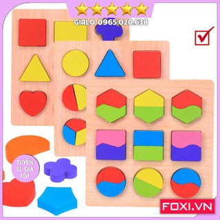 Combo 3 đồ chơi gỗ hình học Foxi-nhiều màu sắc sặc sỡ-trò chơi giáo cụ học tập bổ ích dành cho bé yêu