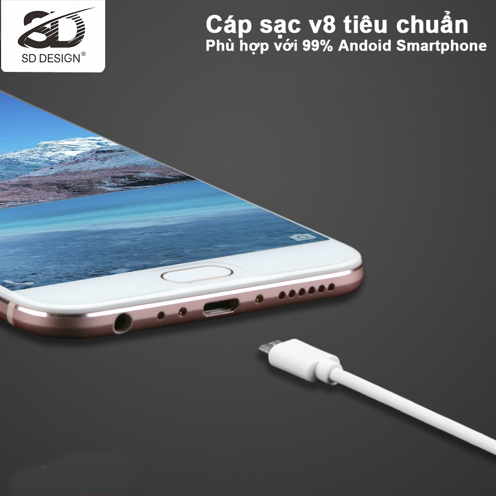 Cáp sạc chính hãng SD DESIGN M1 ĐẦU MICRO ANDROID DÀI 1M