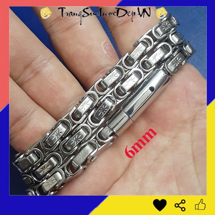 Dây chuyền inox nam kiểu xích vuông chạm hoa văn khóa Vip sáng đẹp, không đen, thể hiện đẳng cấp phái mạnh