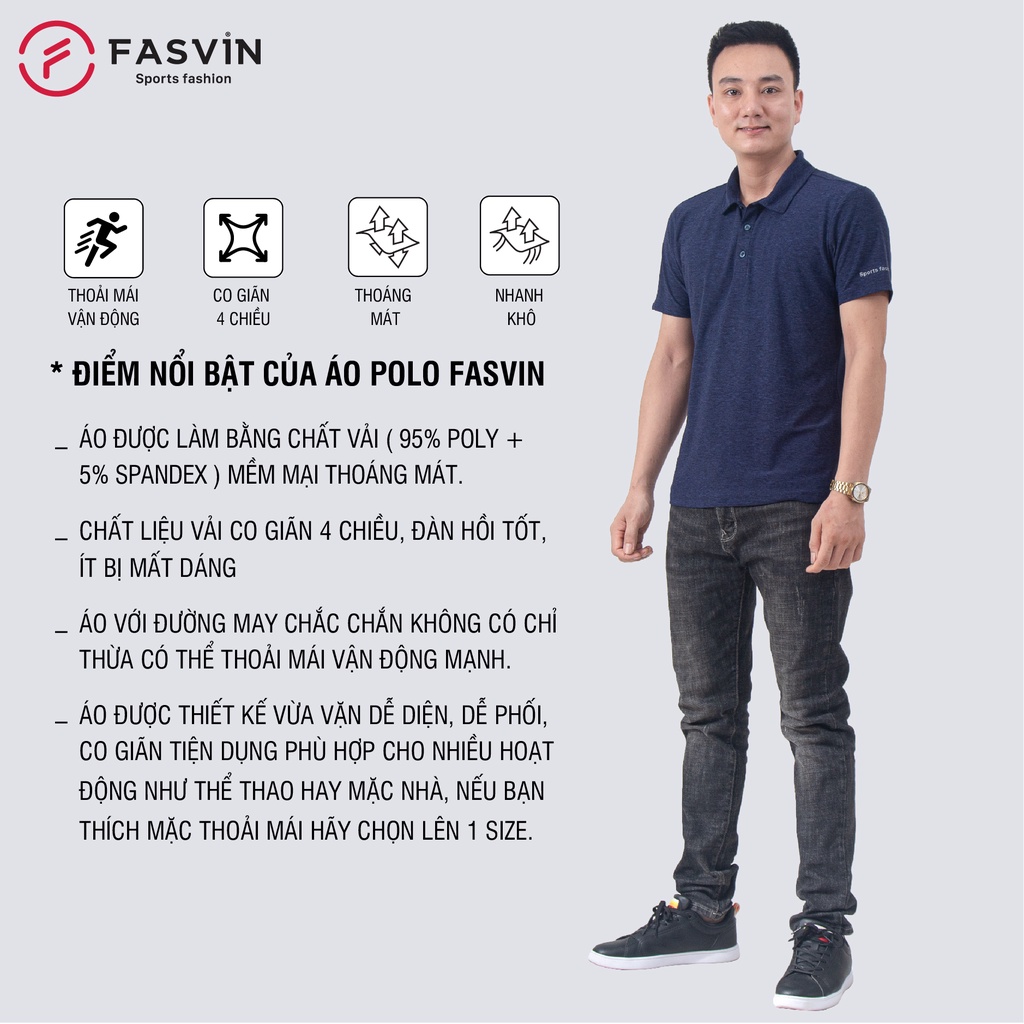 Áo phông nam polo có cổ ngắn tay FASVIN chất thun lạnh thể thao trơn mát PL21467.HN | BigBuy360 - bigbuy360.vn