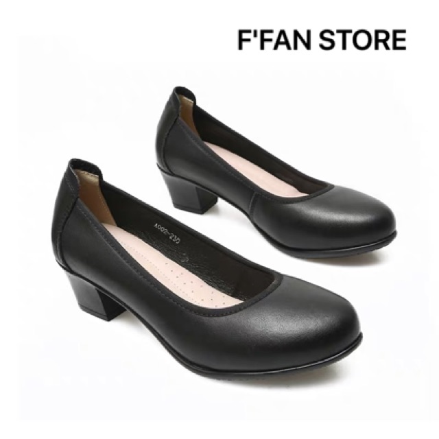 Giày Tiếp Viên Hàng Không [DA THẬT] Nữ Công Sở Văn Phòng Mũi Tròn Gót vuông FFAN STORE