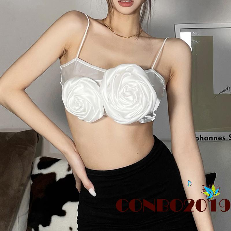Áo Crop Top Không Tay In Hoa 3D Gợi Cảm Cho Nữ