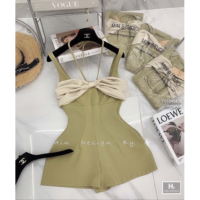 Jumpsuits 2 dây nơ phối ngực
