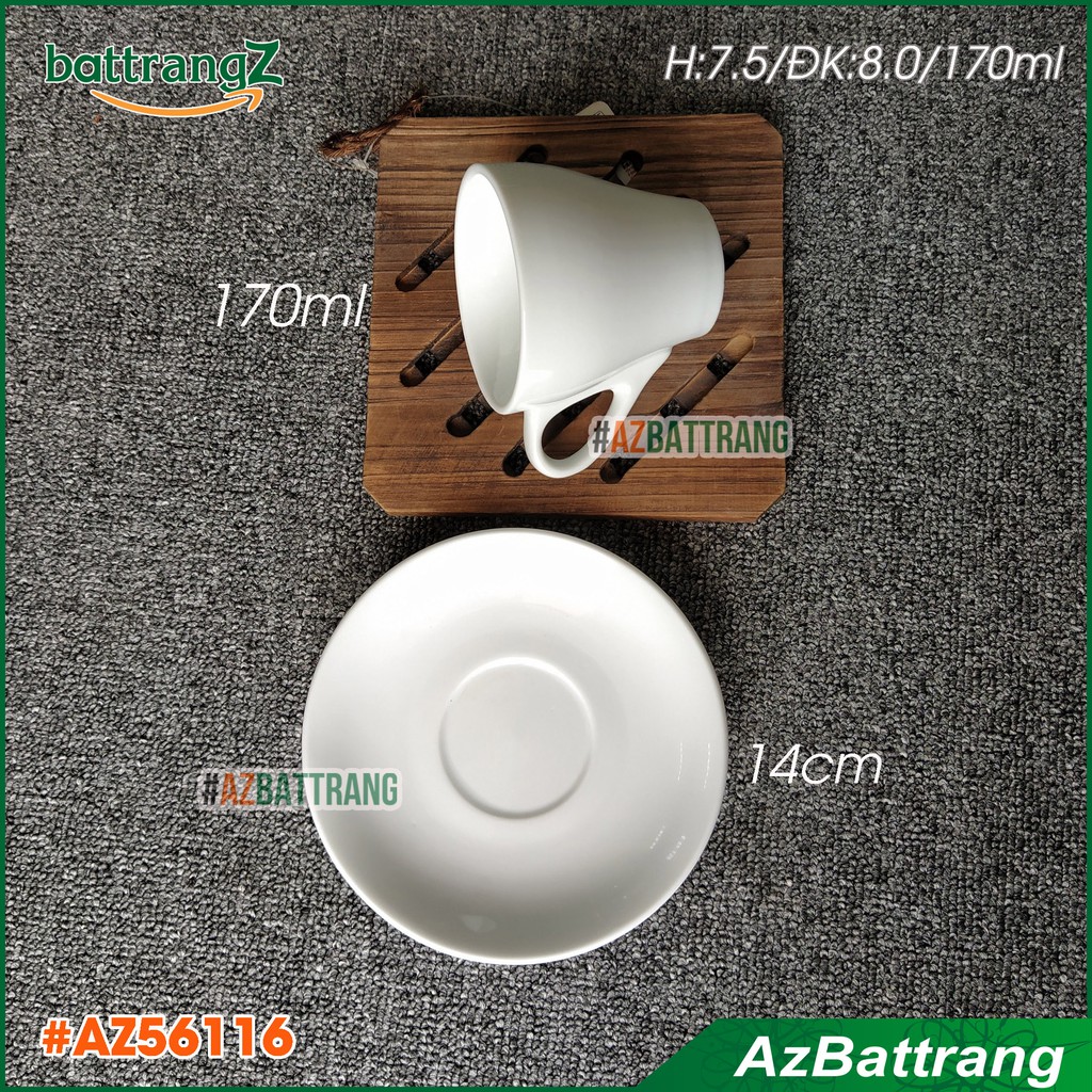 Bộ ly sứ uống cafe Cappuccino Vintage men sứ trắng Bát Tràng