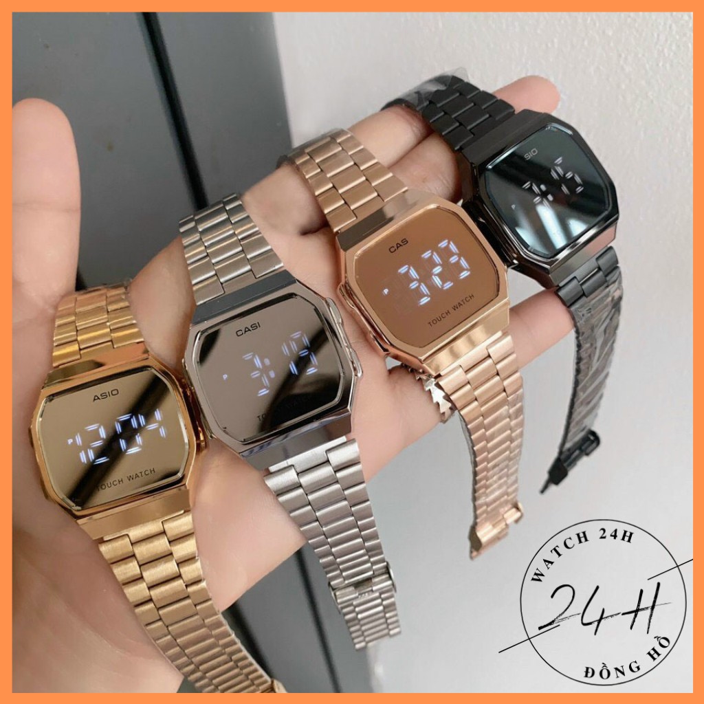Đồng hồ nam, nữ Tráng gương LED cảm ứng cao cấp, dây thép sang trọng cho giới trẻ