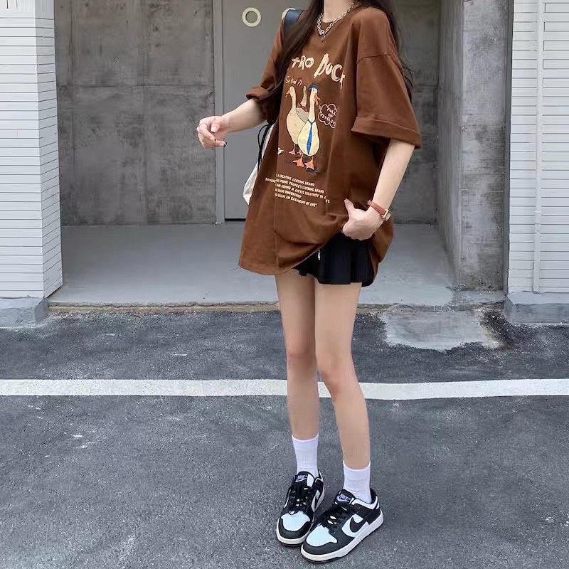 Áo thun tay lỡ nam nữ,in hình Duck 3 màu