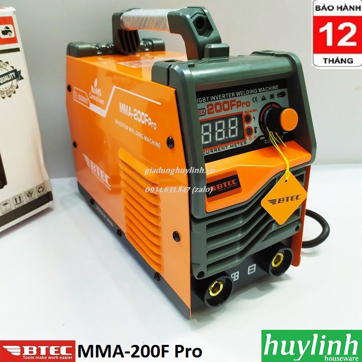 Máy hàn điện tử Btec MMA-200F Pro mini - có đồng hồ