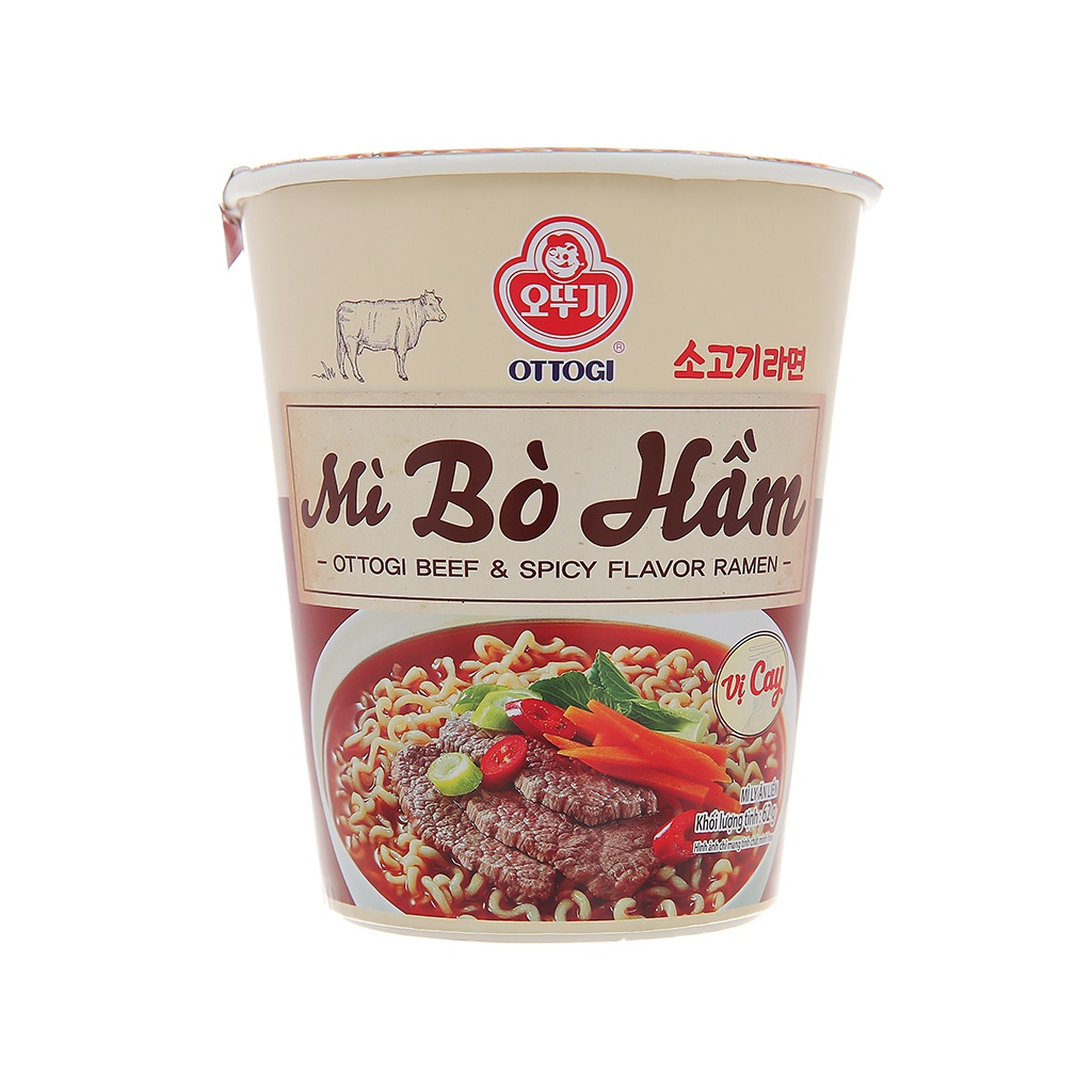 Mì bò hầm Ottogi thùng 6 ly x 62g