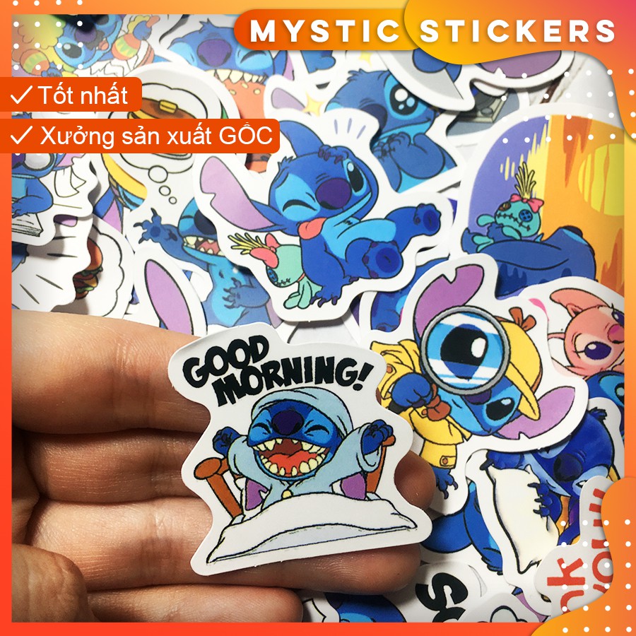 [STITCH MINI] Set 50 sticker chống nước size 5cm, dán điện thoại, sổ, bullet journal, xe máy, mũ bảo hiểm ...