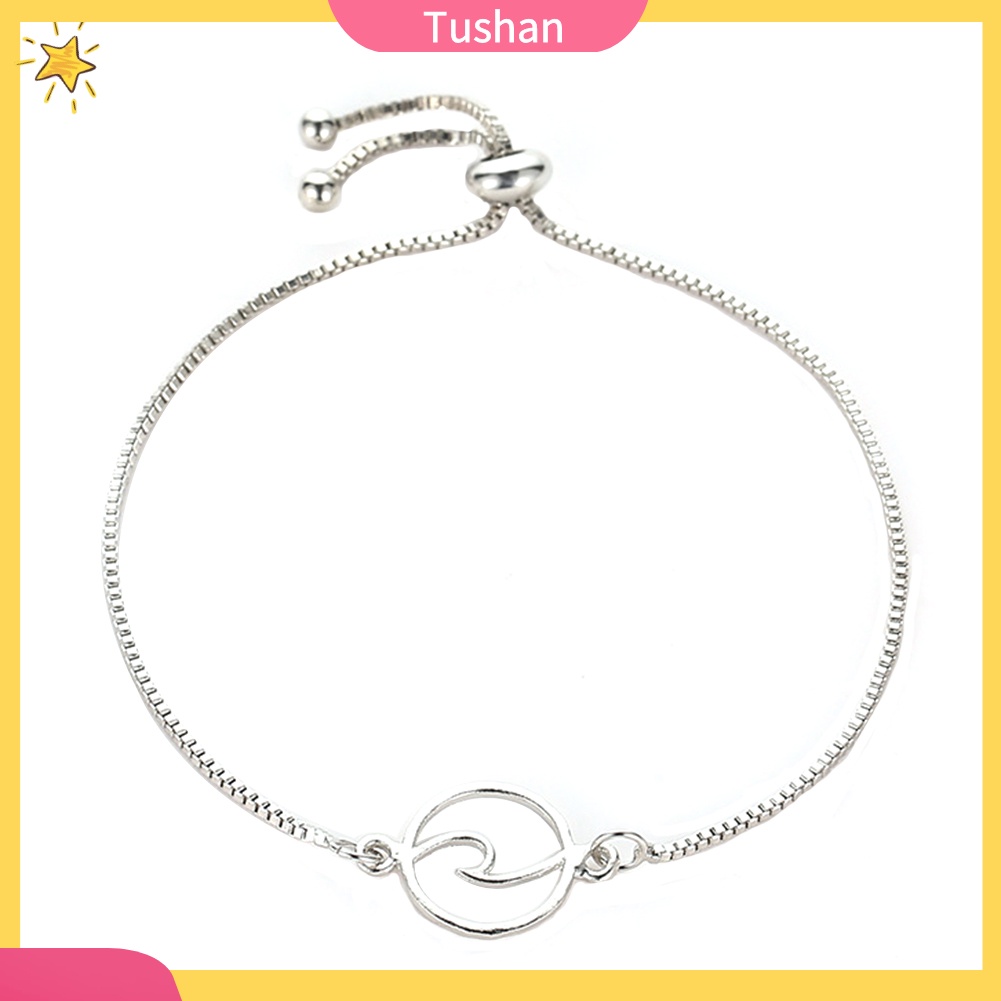 TUSH_Adjustable Women Fashion Hollow Wave Charm Box Chain Bracelet Party Jewelry Gift