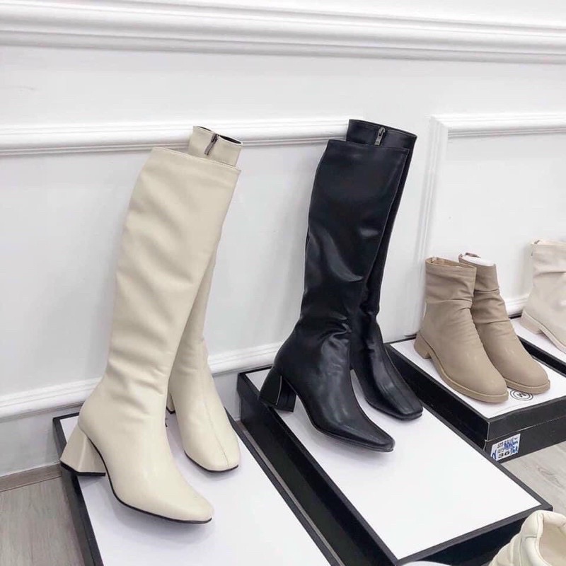 Bốt đùi da cao cấp 5 phân, boots da đùi fullbox ( bắp chân to tăng size) | BigBuy360 - bigbuy360.vn