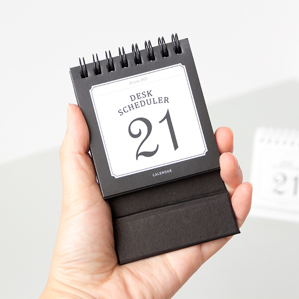 DWAYNE Mini Desk Calendar Simple Coil Calendar 2021 Calendar Portable Creative Year Planner School Office Supplies Stationery Dual Daily Schedule Desktop Decoration/Multicolor