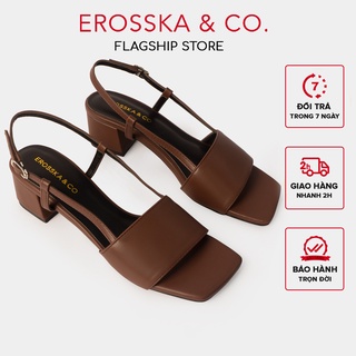 Giày sandal cao gót Erosska quai ngang phối dây mảnh cao 5cm màu bò - EB034