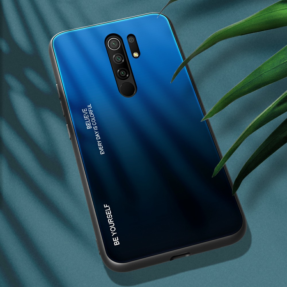 Ốp lưng Xiaomi Redmi 9 mặt lưng kính thời trang đa sắc cao cấp