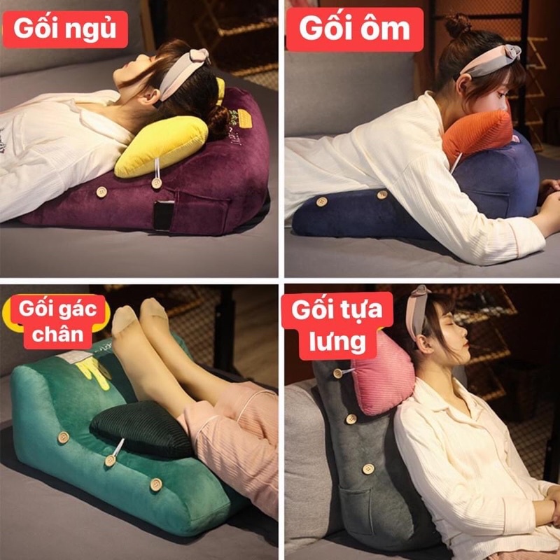 Gối ôm ngồi dựa lưng, nệm đệm nhồi bông lót tựa ghế ngồi sofa oto ô tô (vỏ riêng + ruột) (Mã 04)