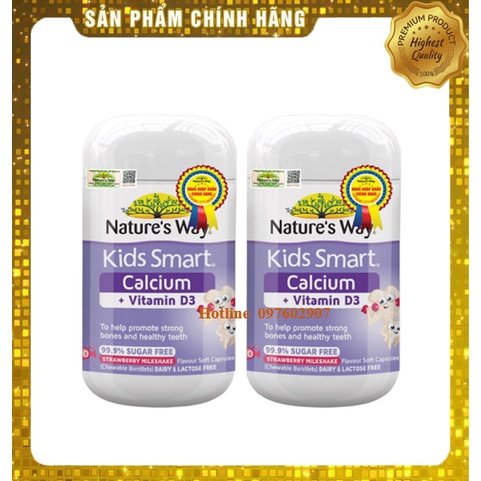 Nature’s Way Kids Smart Calcium + Vitamin D3 Burstlets💥CAO CẤP ÚC💥Bổ Sung Vitamin D3 Hỗ trợ phát triển chiều cao cho